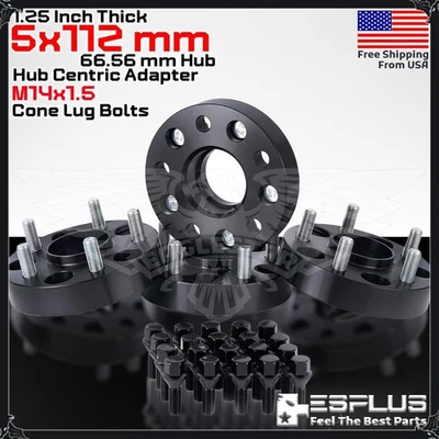 4 peças 1,25" BMW 5x112mm 66,6mm adaptador central cubo ajuste 1-8/I/M/X-Series etc. - Imagem 1 de 4