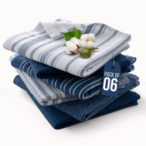 Set Asciugamani Cucina 6pz Tea-Bar Asciugamani 100% Cotone 16x26 Morbidi e Rapidi Assorbenti - Foto 1 di 36
