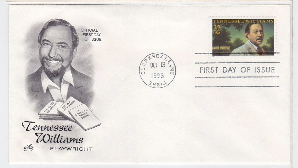 TurtlesTradingPost- Tennessee Williams 1995 #3002  FDC Artcraft Cachet - Image 1 of 1