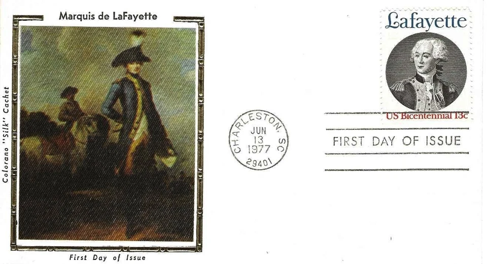 Marquis de Lafayette Issue #1716 FDC Colorano Silk Cachet M4800 - Image 1 of 1