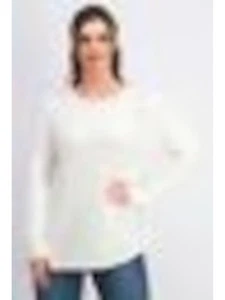 KAREN SCOTT Womens White Patchwork-stitch Long Sleeve Crew Neck Sweater S - Picture 1 of 9