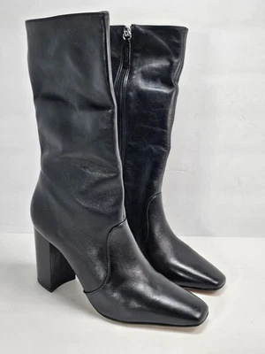 Schutz Camille Botín Tacón Becerro Bota Mujer Talla 8 B Negro Anthropologie  Foto 1 de 4