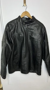 Bleu Grandeur Men's Black Faux Leather Faux Fur Lined Jacket - Size Large - Picture 1 of 11