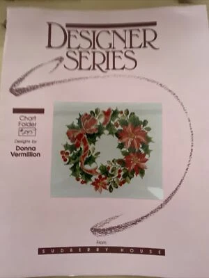 Sudberry Designer Donna Vermillion Poinsettia Wreath #245 Cross Stitch Pattern - Image 1 of 2