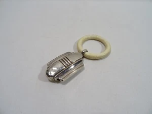 HOCHET DE BEBE GRELOT DE BERCEAU ARGENT MASSIF ART DECO SILVER BABY RATTLE - Foto 1 di 8