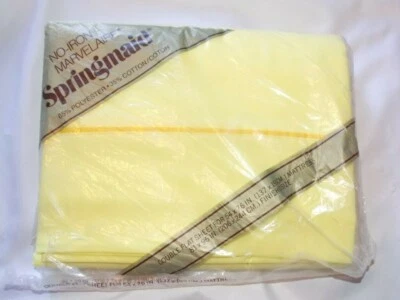 Sábana Doble Plana Amarilla Springmaid Marvelaire De Colección Mezcla de Algodón Muselina Nueva de Lote Antiguo Foto 1 de 4