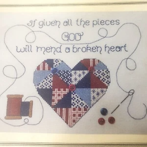 Kit de punto de cruz contado de colección de Charlette Dios reparará un corazón roto - Imagen 1 de 5