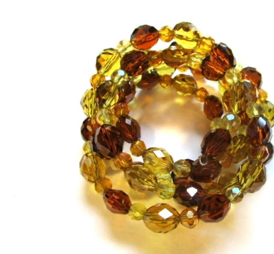 Pulsera elástica envolvente con cuentas de plástico amarillo ámbar bisutería Foto 1 de 4