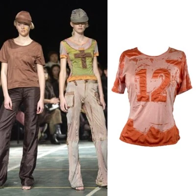 yoshiki hishinuma S/S2004 tie dye orange burn out embroidered shirt - Image 1 of 4