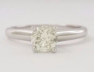 0.45 14K White Gold Round Brilliant Cut Diamond Solitaire Engagement Ring - Picture 1 of 11