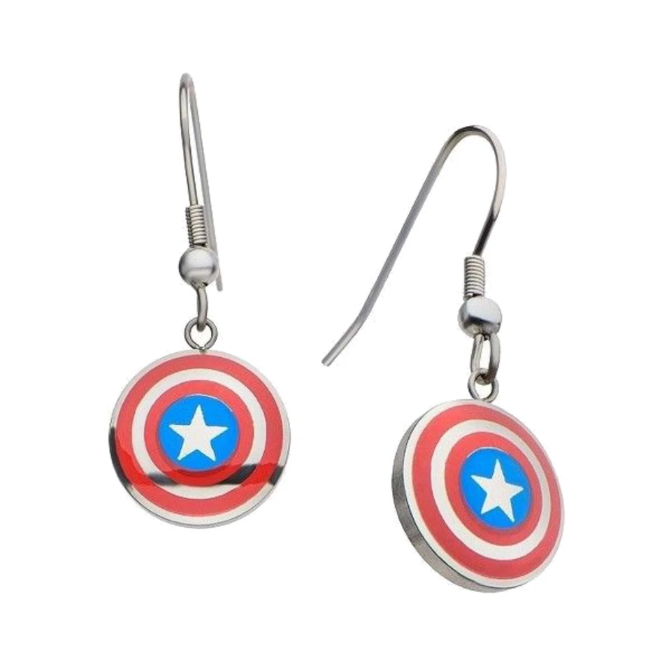 Pendientes colgantes símbolo logotipo Capitán América Marvel Comics pendientes joyas Foto 1 de 1
