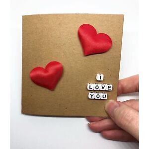 Valentine’s Day Greeting Card, Blank Inside, I Love You, Embellishments