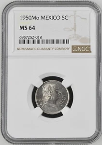 1950 Mo Mexico 5 Centavos NGC MS 64 - Picture 1 of 2