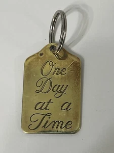 Vintage Solid Brass One Day At A Time Keychain AA Recovery Lexington USA - Picture 1 of 5