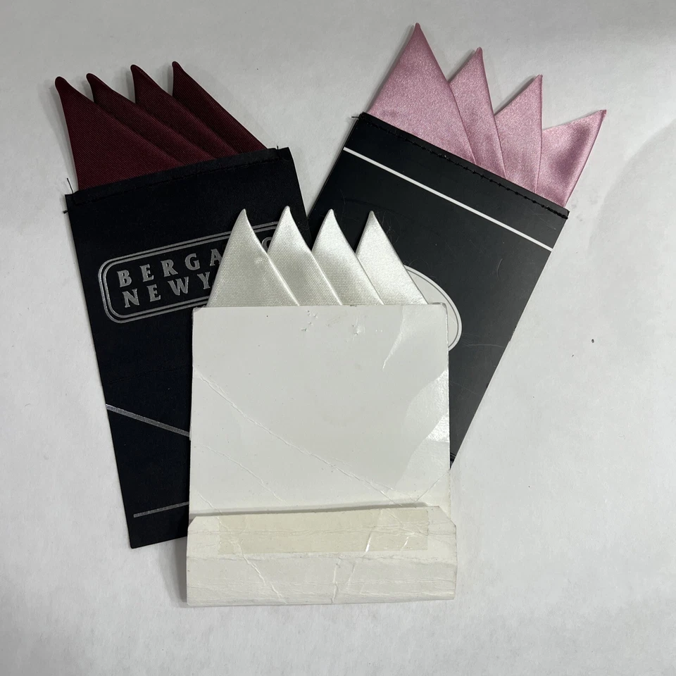 3 Vintage POCKET SQUARES  4 point-  Custom folded & Sewn - Just Slip In Suit - Image 1 of 4