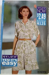 Butterick Easy See and Sew 6125 Shirt & Split Skirt Size 12 14 16 Uncut - Picture 1 of 2