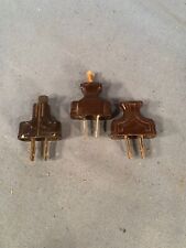 Vintage lot of 3- 2 prong Brown Lamp EZ Wire Plug Ends c1950s