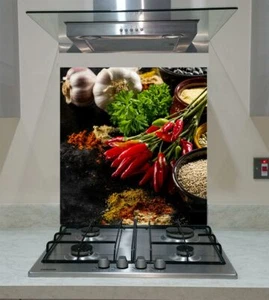 Splashback Toughened Glass Modern Unique Ingredients Spices Herbs  Any Sizes - Picture 1 of 3