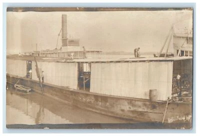 1911 A.M. Scott Tub Boat Endeavor Dock Pier New Orleans LA RPPC Photo Postcard - Image 1 of 4
