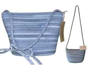 Universal Thread Crossbody Bag Light Blue Denim Color Braided Straw Look Summer - Picture 1 of 20