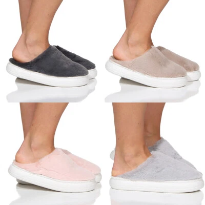 Damen Winter Hausschuhe Plateau Slipper Pantoffeln warm Puschen Kunstfell Plüsch - Bild 1 von 4