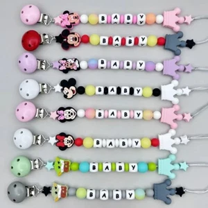 Custom Baby Name Pacifier Clip Silicone Teether Chain - Picture 1 of 17