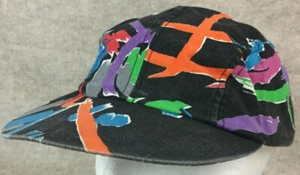 Vtg Wendys Snapback Hat 90's Neon Splash Black - Picture 1 of 11