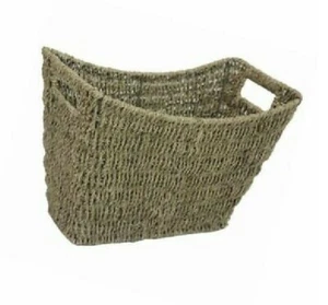 JVL SEAGRASS MAGAZINE RACK HOLDER STYLISH CURVED NEWSPAPER BASKET INSET HANDLES - Picture 1 of 5