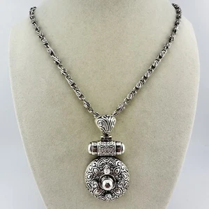"El mejor collar articulado colgante estilo bizantino con acento de cristal 18"" tono plata" - Imagen 1 de 10