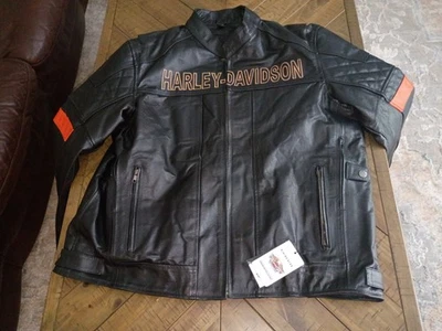 Harley Davidson Vanocker Impermeable Triple Ventilación Cuero Negro 2XL NUEVO Foto 1 de 4