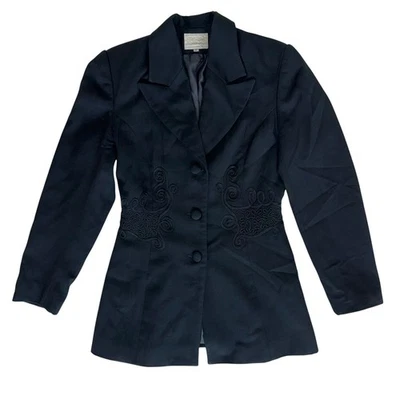 Alberto Makali Vintage Black Embroidered Blazer Jacket Size 8 Tailored Waistcoat - Image 1 of 4