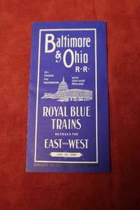 Ferrocarril de Baltimore y Ohio, mesa de tiempo de bolsillo Royal Blue Trains, 1909 - Imagen 1 de 3