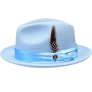 Cappello Bruno Capelo lana australiana schiacciabile Fedora Giovani UN120 azzurro - Foto 1 di 9