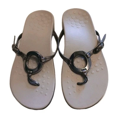VIONIC Sandals Womens Sz 9 Carina Thong Orthotic Toe Post Flip Flop Grey EUC  - Image 1 of 4