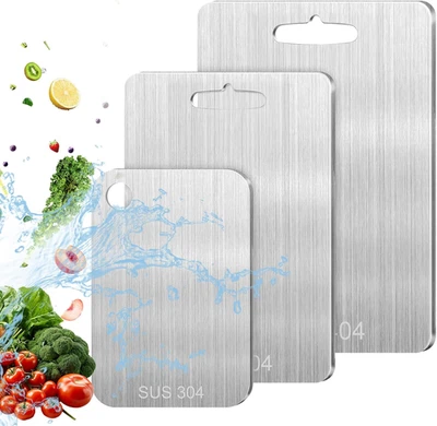 3 Pezzi Tagliere Acciaio Inox, Tagliere in Acciaio Inossidabile, Taglieri Acciai - Immagine 1 di 4