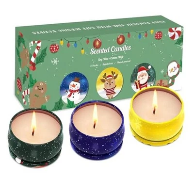 3 Pieces - Christmas Scented Candle Gift Vanilla cake, apple cinnamon, cedar - Image 1 of 4