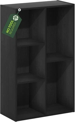5 Cube No Tool Bookcase Storage Open Shelf Compact Design Organizer Black - Image 1 of 4