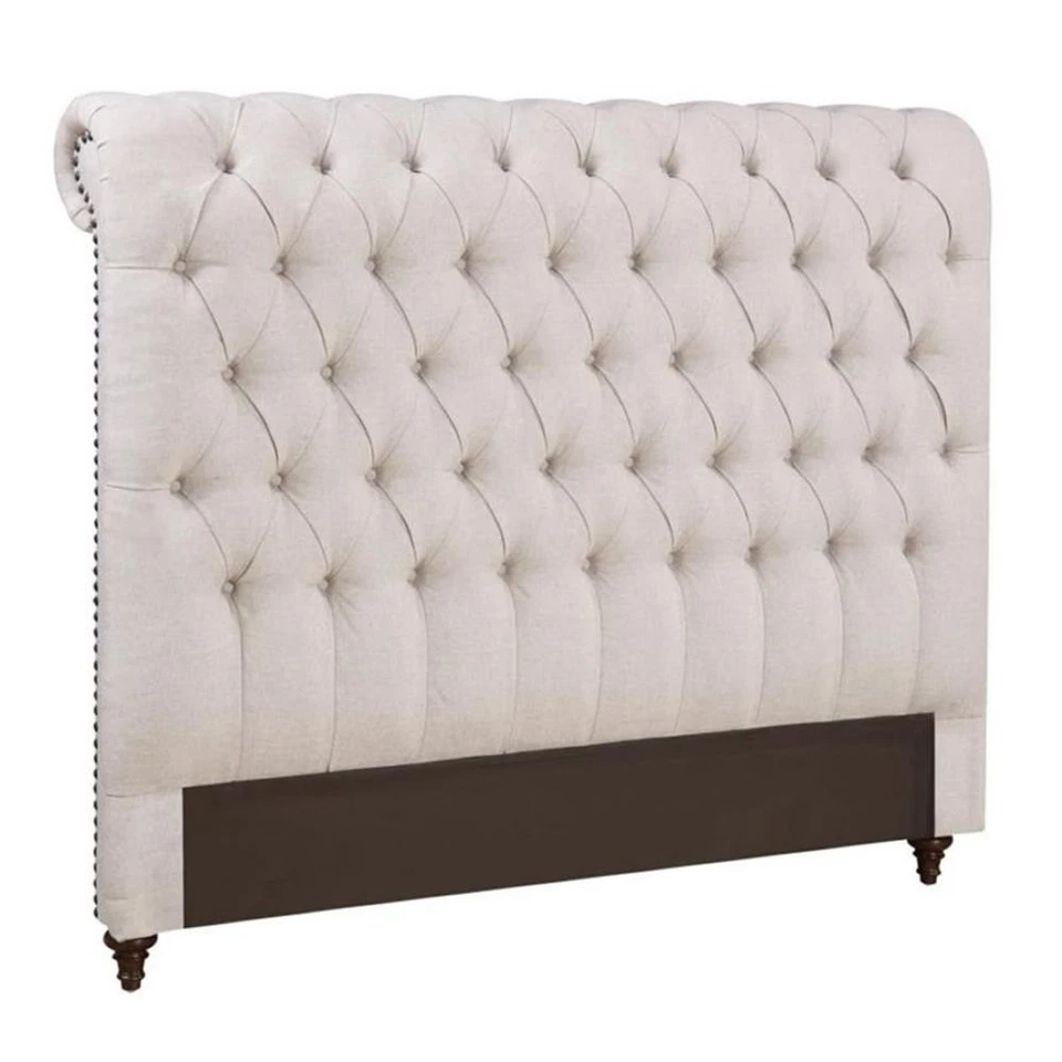 Coaster Devon Fabric California King Button Rolled Tufted Headboard in Beige - Image 1 of 1