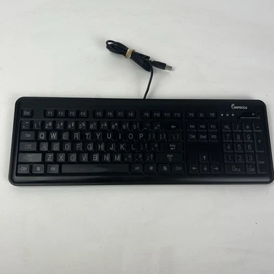 Impecca Kbl200 Led Illuminated Large Font Keyboard USB-wired OOP Rare Tested - Image 1 of 4