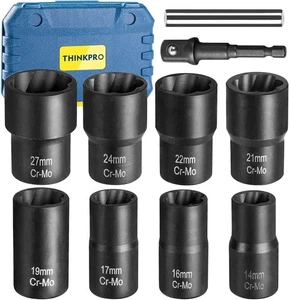 Lug Nut Removal Tool,10 Piece Lug Nut Extractor Set 1/2 Inch Drive, Easy Out Lug - Picture 1 of 6
