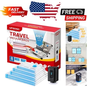 Travel Vacuum Bags & Portable Electric Pump Combo - 8 Pack for Ultimate Space... - Picture 1 of 9