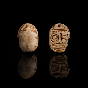 Ägyptischer Steatit-Skarabäus mit Anch-Zeichen - Bild 1 von 7