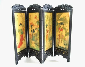 dollhouse doll house miniature VINTAGE ORIENTAL ROOM SCREEN 4 PANELS FOLDING - Picture 1 of 6