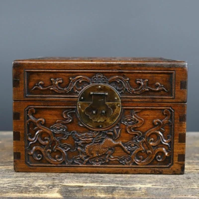 11.2'' China Wood box natural Rosewood Jewelry Box unicorn wood box - Image 1 of 4