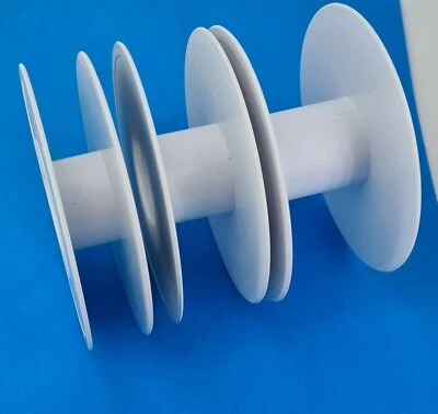 White Empty Ribbon Spool Reels Widths  15mm  25mm 40mm 50mm Recyclable Plastic - Image 1 of 4