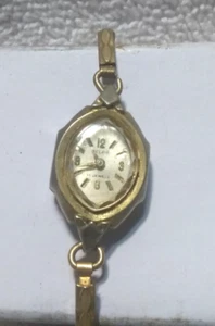 Belair FR Wind Up Watch 17 Jewels Women Gold Flex Band Running Missing Stem - Picture 1 of 10
