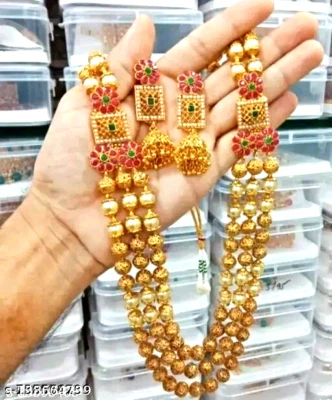 Красивый свадьбы Kundan Cz женщин ожерелье ручной работы Мала серьги свадебные украшения - Изображение 1 из 2