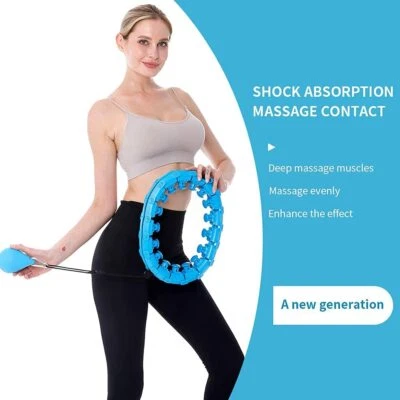 2 IN 1 Massage Exercise Hula Hoops Adjustable Blue With Gravity Ball Gym Hoop - image 1 of 4