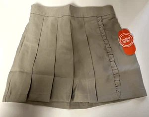 Wonder Nation Girls School Uniform Pleated Side Ruffle Scooter / Skort; Beige, 7 - Picture 1 of 9