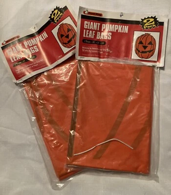Decoración de patio de Halloween - Bolsas gigantes de hojas de calabaza - 2 paquetes con 2 por paquete 35x20x58 Foto 1 de 3